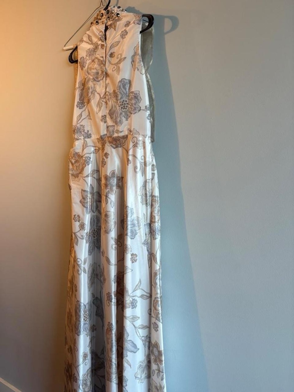 Teri Jon Floral Satin High-Neck Maxi Dress - Picture 2 of 4